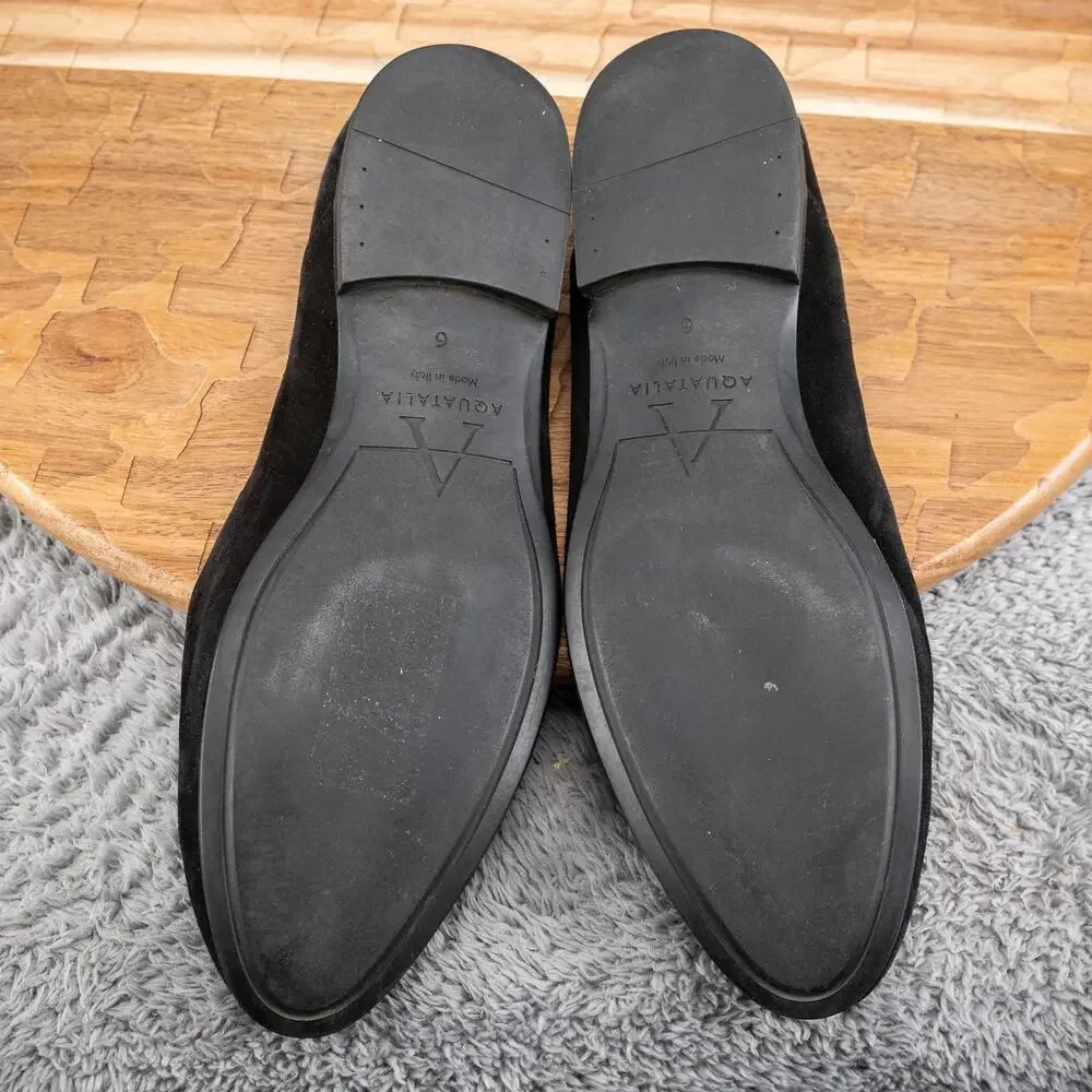 Aquatalia Black Suede Slip On Flats‎ Size 6